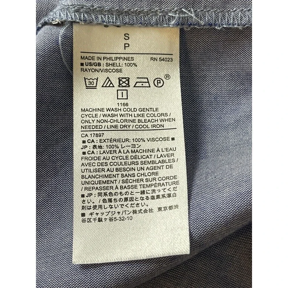 Banana Republic Womens Blue Chambray Off The Shoulder Top Size S Puff Sleeve